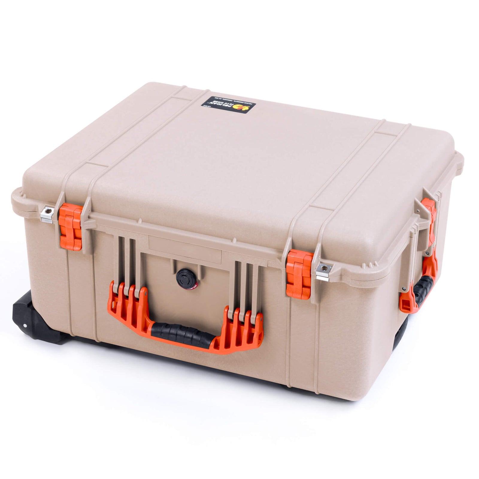 Pelican 1610 Case, Desert Tan with Orange Handles and Latches - Empty