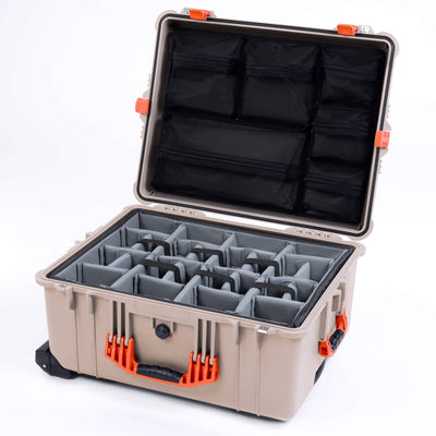Pelican 1610 Case, Desert Tan with Orange Handles and Latches ColorCase