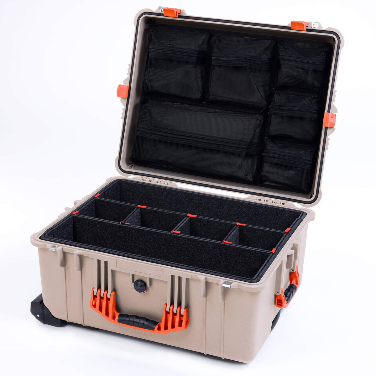 Pelican 1610 Case, Desert Tan with Orange Handles and Latches ColorCase 