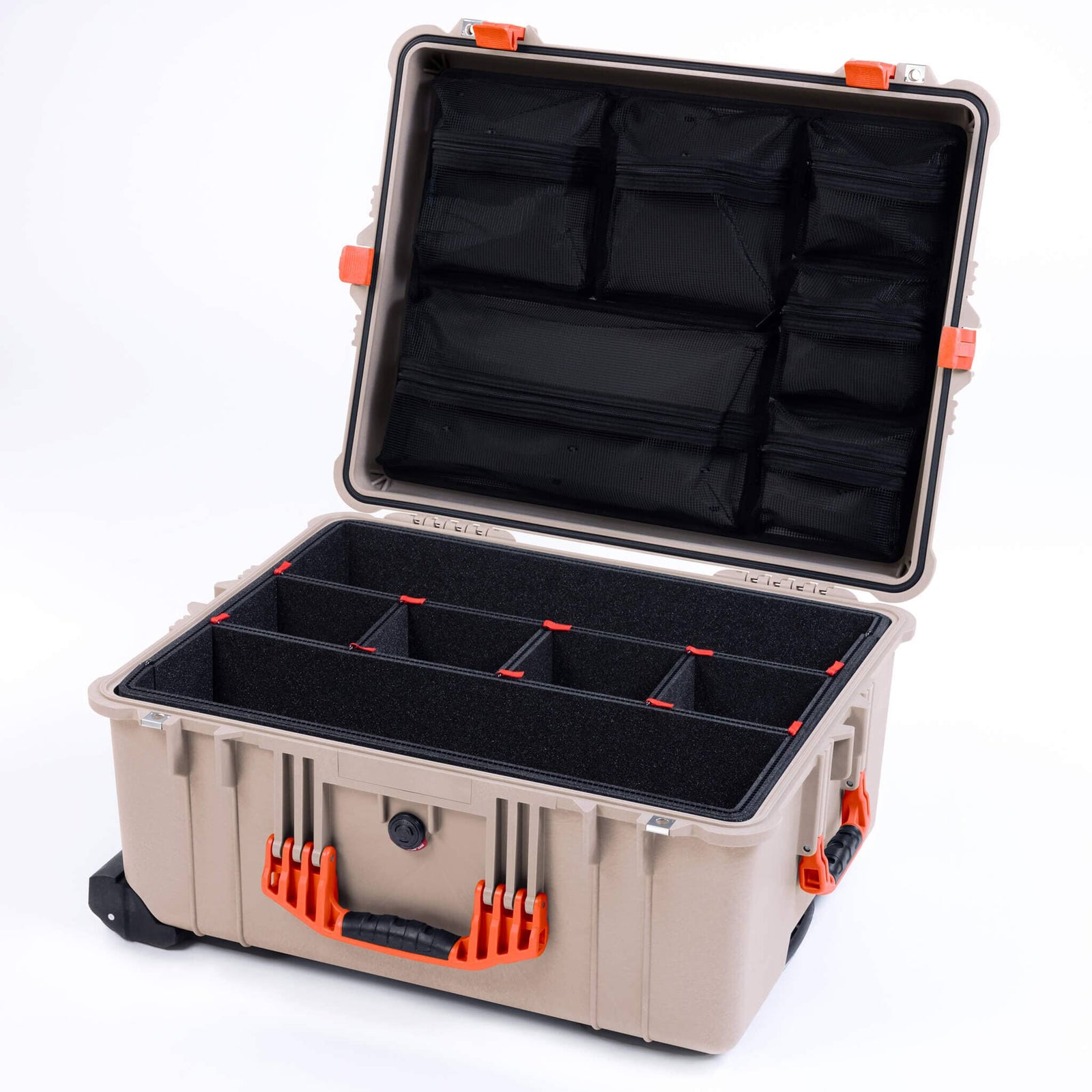 Pelican 1610 Case, Desert Tan with Orange Handles and Latches ColorCase 