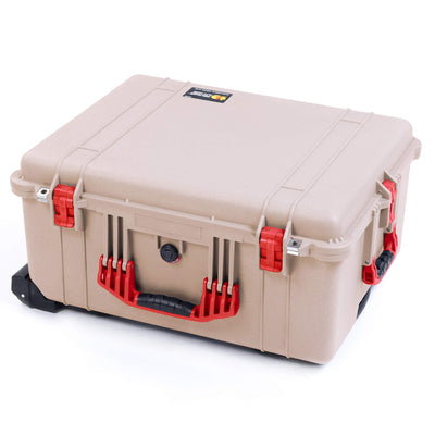 Pelican 1610 Case, Desert Tan with Red Handles and Latches ColorCase