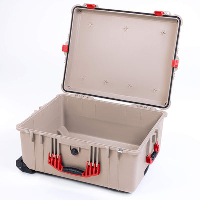 Pelican 1610 Case, Desert Tan with Red Handles and Latches ColorCase