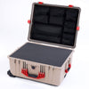 Pelican 1610 Case, Desert Tan with Red Handles and Latches ColorCase