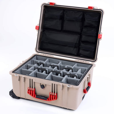 Pelican 1610 Case, Desert Tan with Red Handles and Latches ColorCase