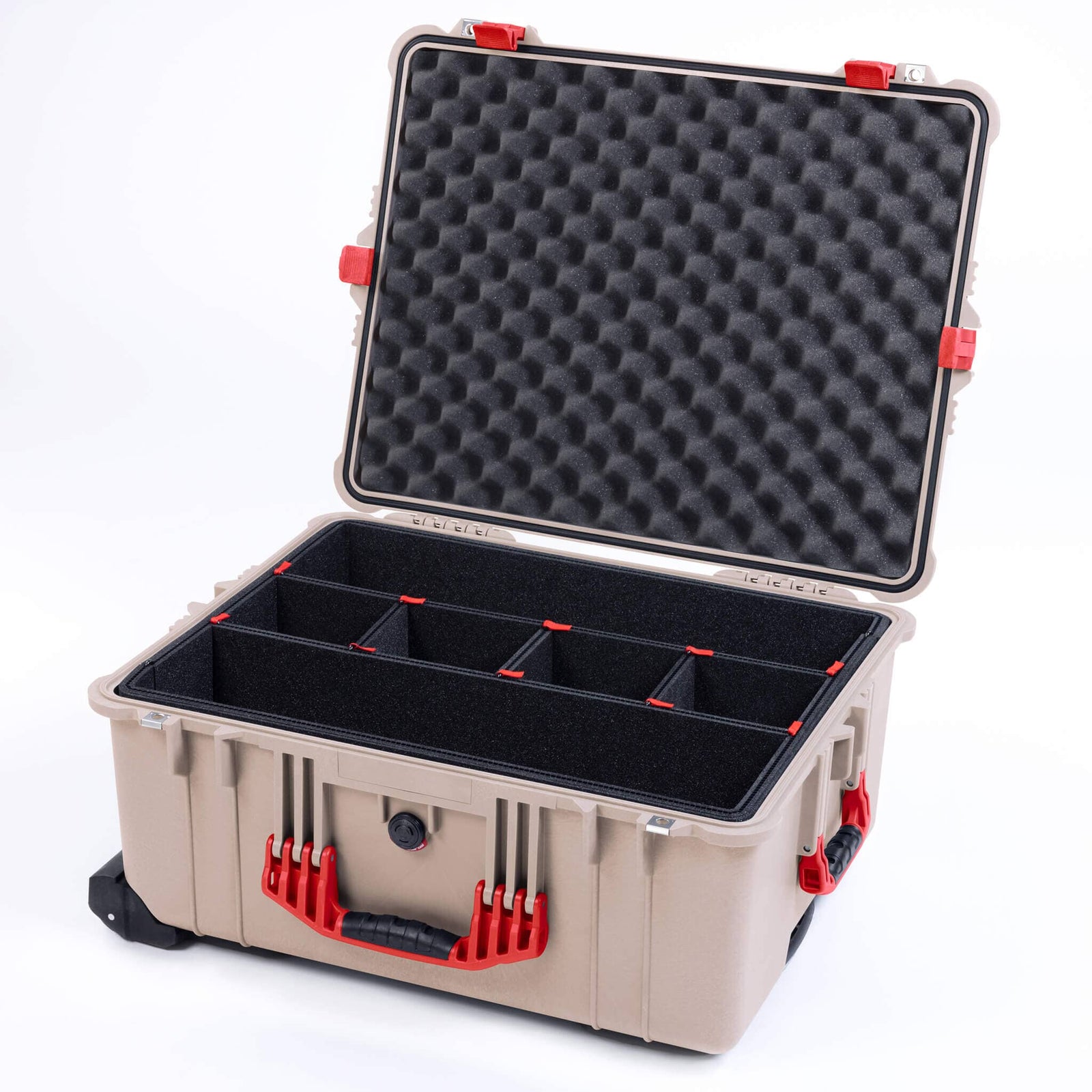Pelican 1610 Case, Desert Tan with Red Handles and Latches ColorCase 