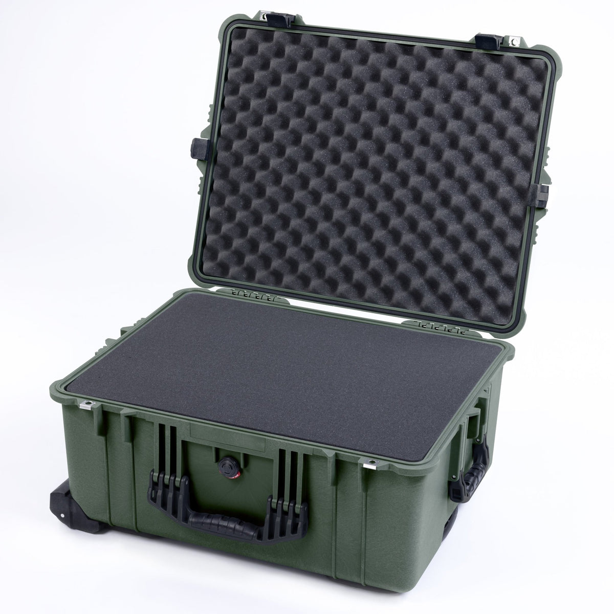 Pelican 1610 Case, OD Green with Black Handles and Latches - Pick &amp; Pluck Foam / Lid Foam