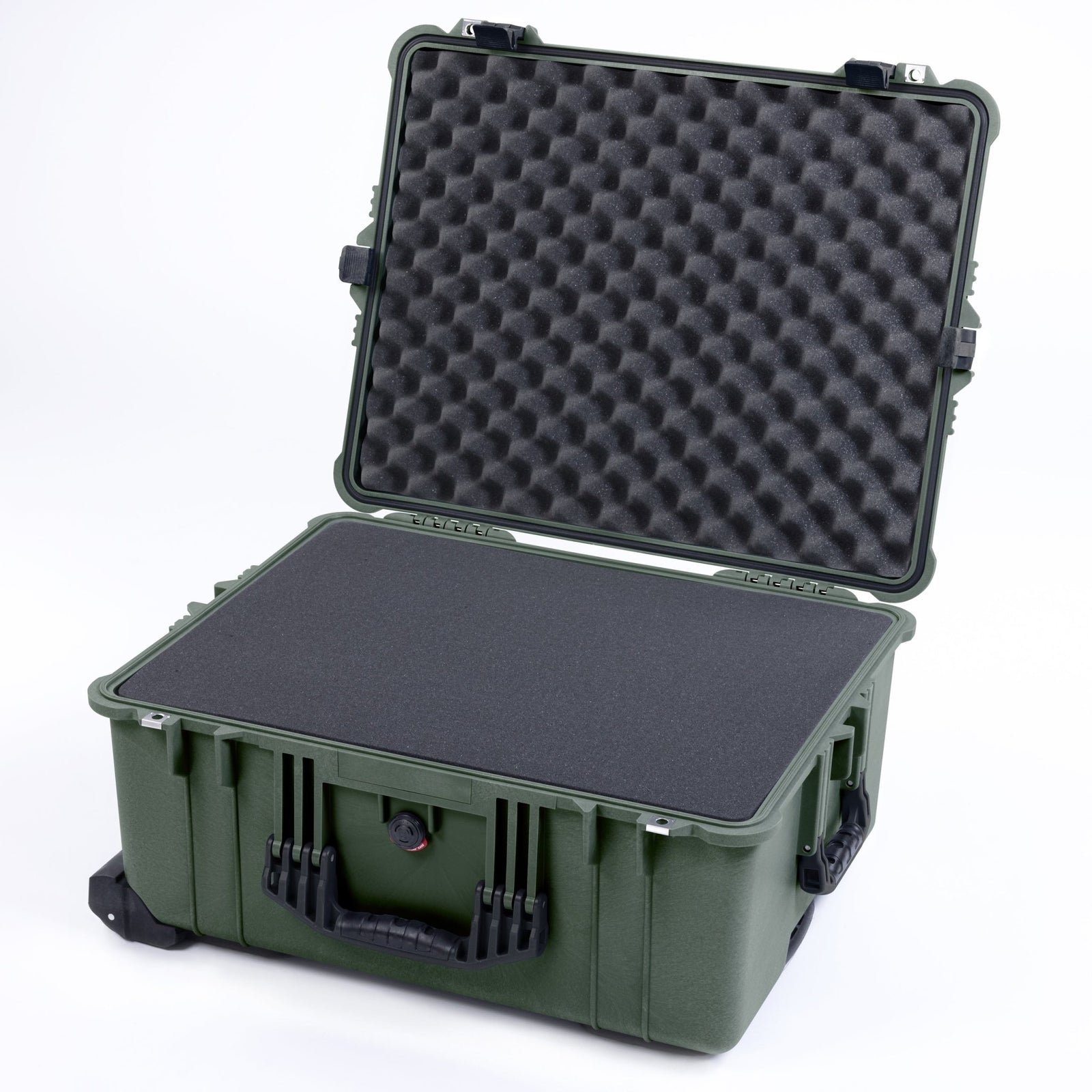 Pelican 1610 Case, OD Green with Black Handles and Latches - Pick & Pluck Foam / Lid Foam