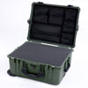 Pelican 1610 Case, OD Green with Black Handles and Latches Pick & Pluck Foam with Mesh Lid Organizer ColorCase 016100-0101-130-110