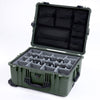 Pelican 1610 Case, OD Green with Black Handles and Latches Gray Padded Microfiber Dividers with Mesh Lid Organizer ColorCase 016100-0170-130-110