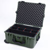 Pelican 1610 Case, OD Green with Black Handles and Latches TrekPak Divider System with Convoluted Lid Foam ColorCase 016100-0020-130-110