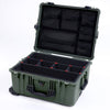 Pelican 1610 Case, OD Green with Black Handles and Latches TrekPak Divider System with Mesh Lid Organizer ColorCase 016100-0120-130-110