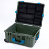 Pelican 1610 Case, OD Green with Blue Handles and Latches Mesh Lid Organizer Only ColorCase 016100-0100-130-120