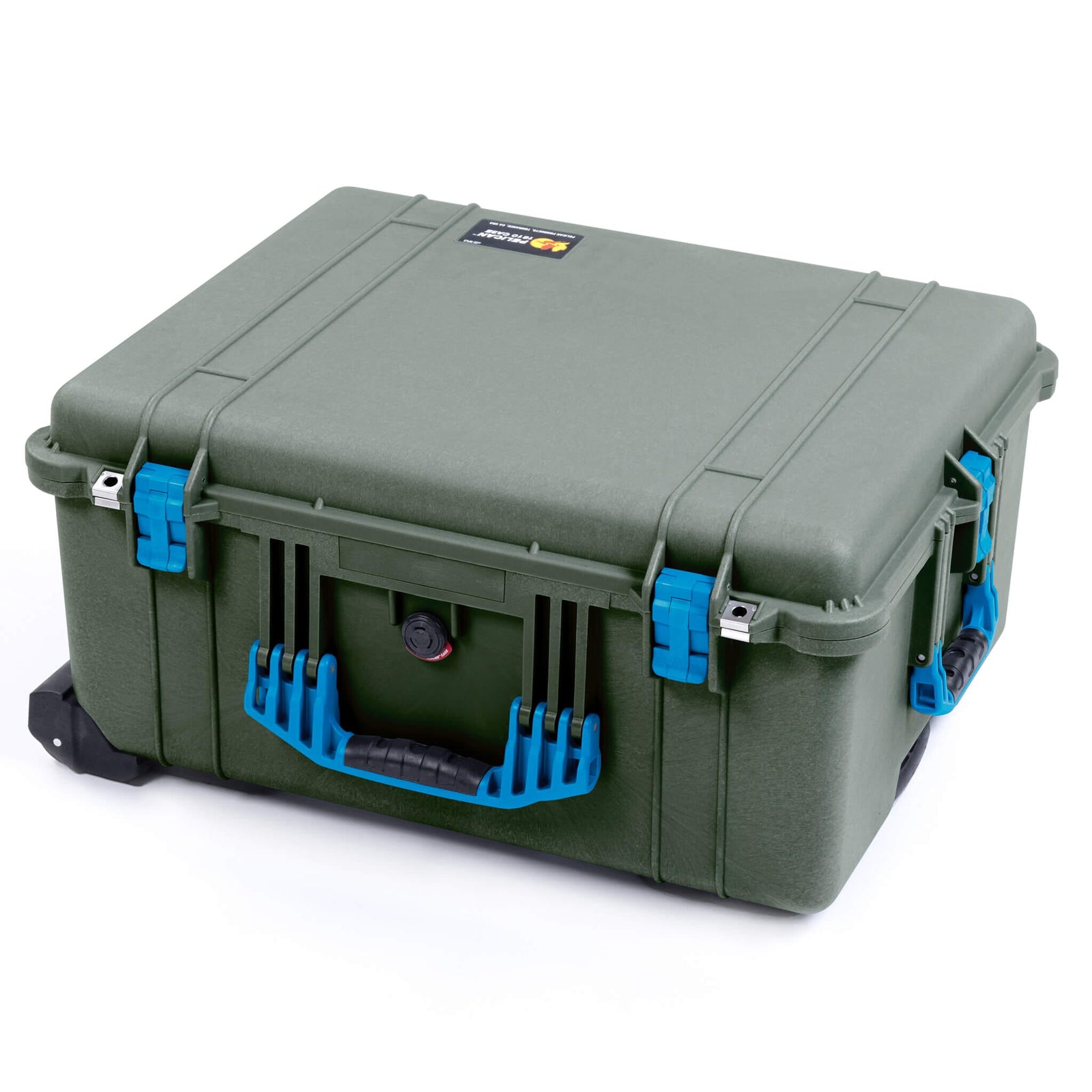 Pelican 1610 Case, OD Green with Blue Handles and Latches - Empty