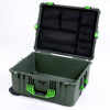 Pelican 1610 Case, OD Green with Lime Green Handles and Latches Mesh Lid Organizer Only ColorCase 016100-0100-130-300