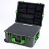 Pelican 1610 Case, OD Green with Lime Green Handles and Latches Pick & Pluck Foam with Mesh Lid Organizer ColorCase 016100-0101-130-300