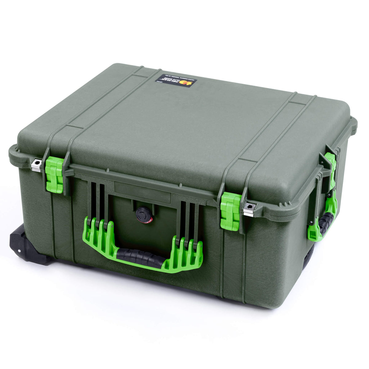 Pelican 1610 Case, OD Green with Lime Green Handles and Latches - Empty