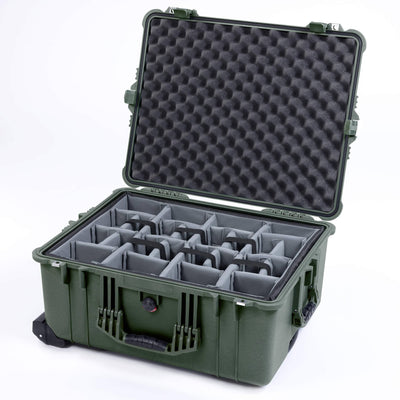 Pelican 1610 Case, OD Green Gray Padded Microfiber Dividers with Convoluted Lid Foam ColorCase 016100-0070-130-130