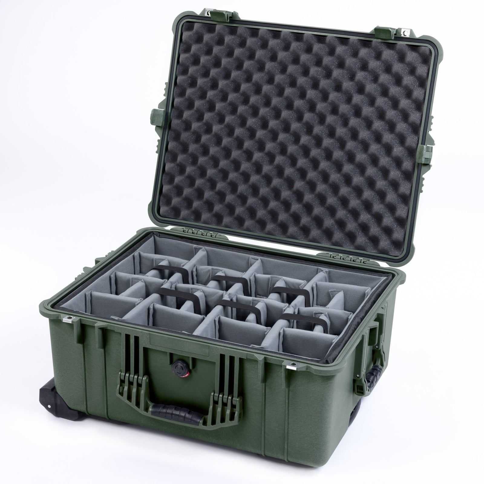 Pelican 1610 Case, OD Green - Padded Microfiber Dividers / Convoluted Lid Foam