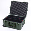 Pelican 1610 Case, OD Green TrekPak Divider System with Convoluted Lid Foam ColorCase 016100-0020-130-130