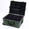 Pelican 1610 Case, OD Green TrekPak Divider System with Mesh Lid Organizer ColorCase 016100-0120-130-130