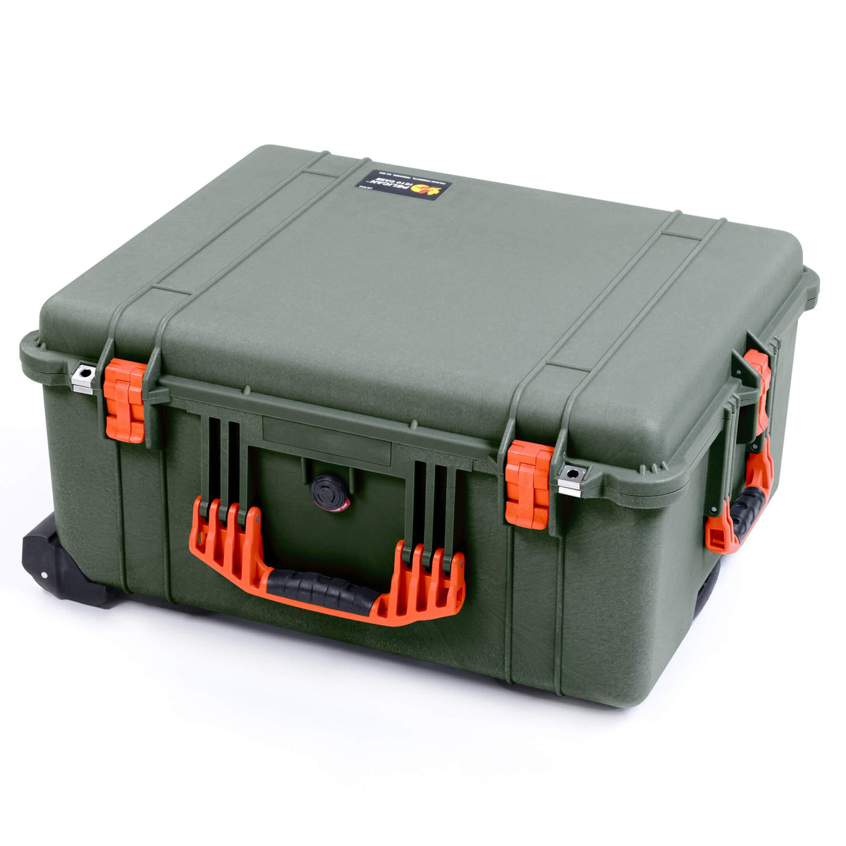 Pelican 1610 Case, OD Green with Orange Handles and Latches - Empty