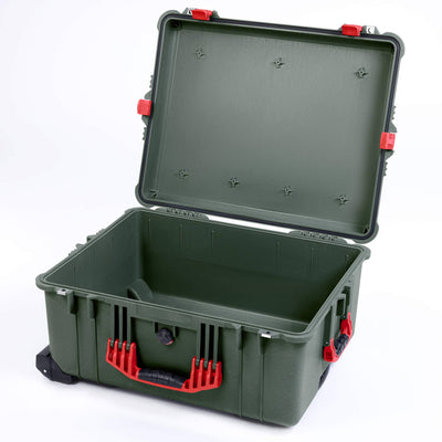 Pelican 1610 Case, OD Green with Red Handles and Latches None (Case Only) ColorCase 016100-0000-130-320