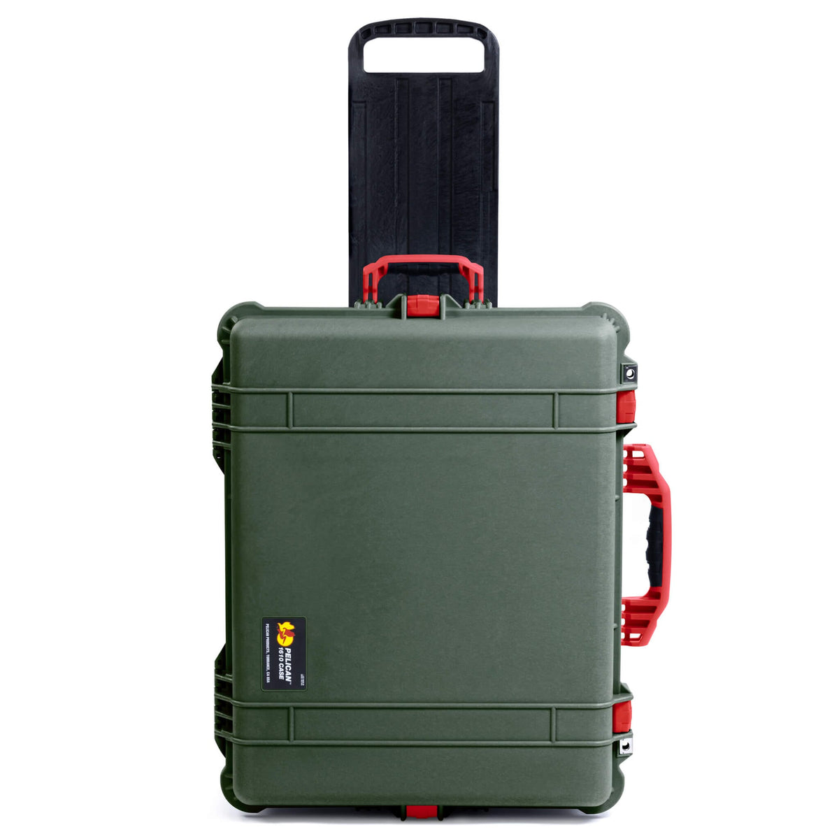 Pelican 1610 Case, OD Green with Red Handles and Latches - Empty