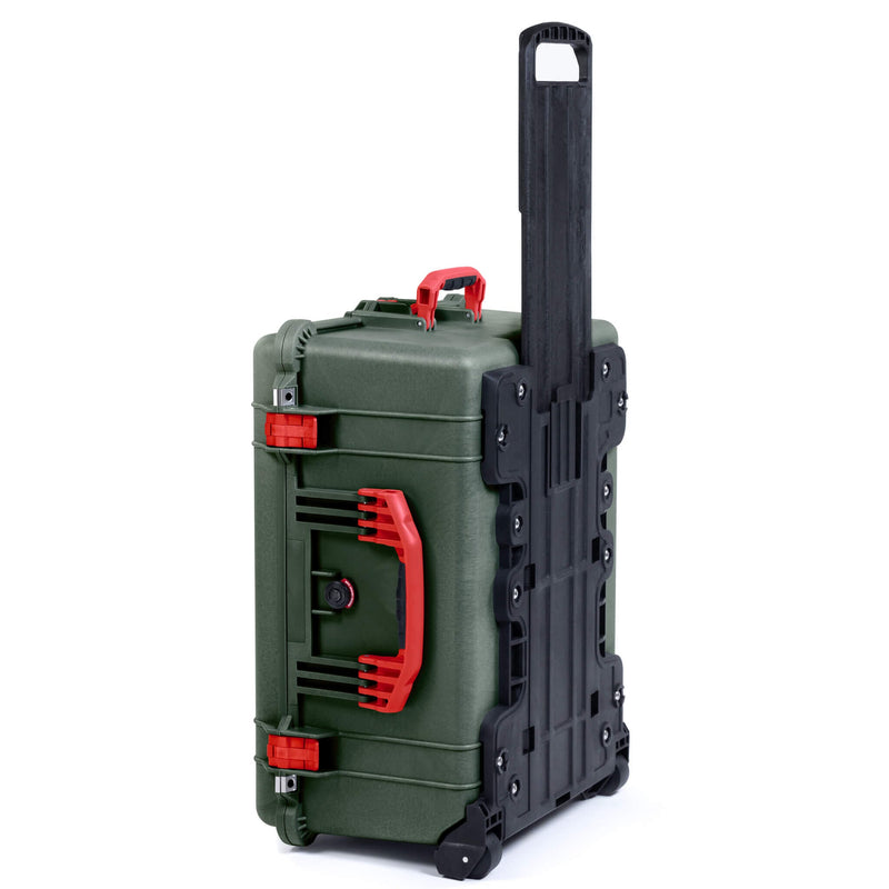 Pelican 1610 Case, OD Green with Red Handles and Latches