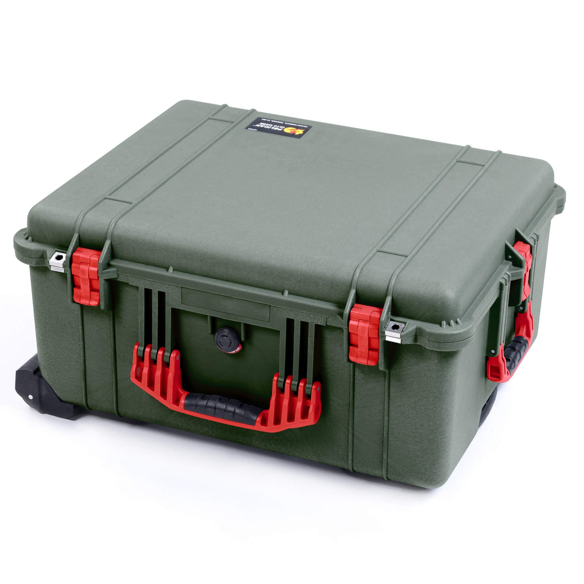 Pelican 1610 Case, OD Green with Red Handles and Latches - Empty