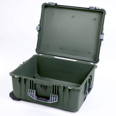 Pelican 1610 Case, OD Green with Silver Handles and Latches None (Case Only) ColorCase 016100-0000-130-180