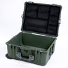 Pelican 1610 Case, OD Green with Silver Handles and Latches Mesh Lid Organizer Only ColorCase 016100-0100-130-180