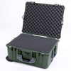 Pelican 1610 Case, OD Green with Silver Handles and Latches Pick & Pluck Foam with Convoluted Lid Foam ColorCase 016100-0001-130-180