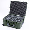 Pelican 1610 Case, OD Green with Silver Handles and Latches Gray Padded Microfiber Dividers with Convoluted Lid Foam ColorCase 016100-0070-130-180