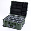 Pelican 1610 Case, OD Green with Silver Handles and Latches Gray Padded Microfiber Dividers with Mesh Lid Organizer ColorCase 016100-0170-130-180