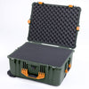 Pelican 1610 Case, OD Green with Yellow Handles and Latches Pick & Pluck Foam with Convoluted Lid Foam ColorCase 016100-0001-130-240