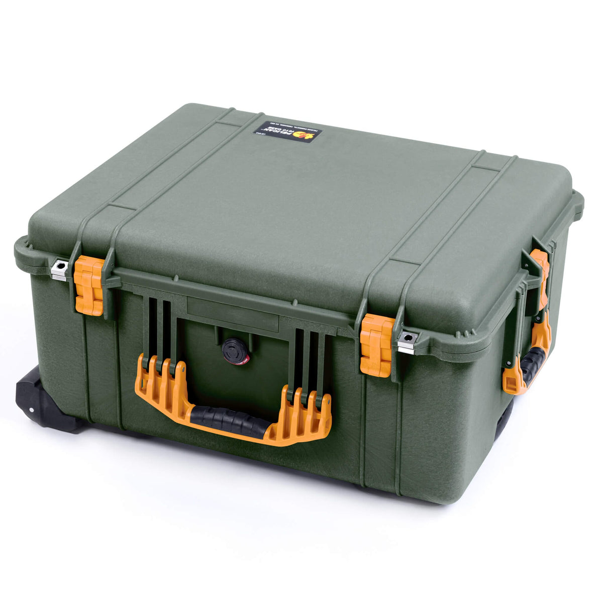 Pelican 1610 Case, OD Green with Yellow Handles and Latches - Empty