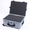 Pelican 1610 Case, Silver with Black Handles and Latches Pick & Pluck Foam with Convoluted Lid Foam ColorCase 016100-0001-180-110