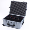 Pelican 1610 Case, Silver with Black Handles and Latches TrekPak Divider System with Convoluted Lid Foam ColorCase 016100-0020-180-110