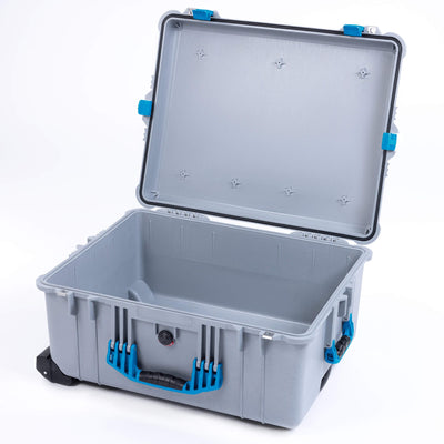 Pelican 1610 Case, Silver with Blue Handles and Latches None (Case Only) ColorCase 016100-0000-180-120