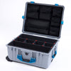 Pelican 1610 Case, Silver with Blue Handles and Latches TrekPak Divider System with Mesh Lid Organizer ColorCase 016100-0120-180-120