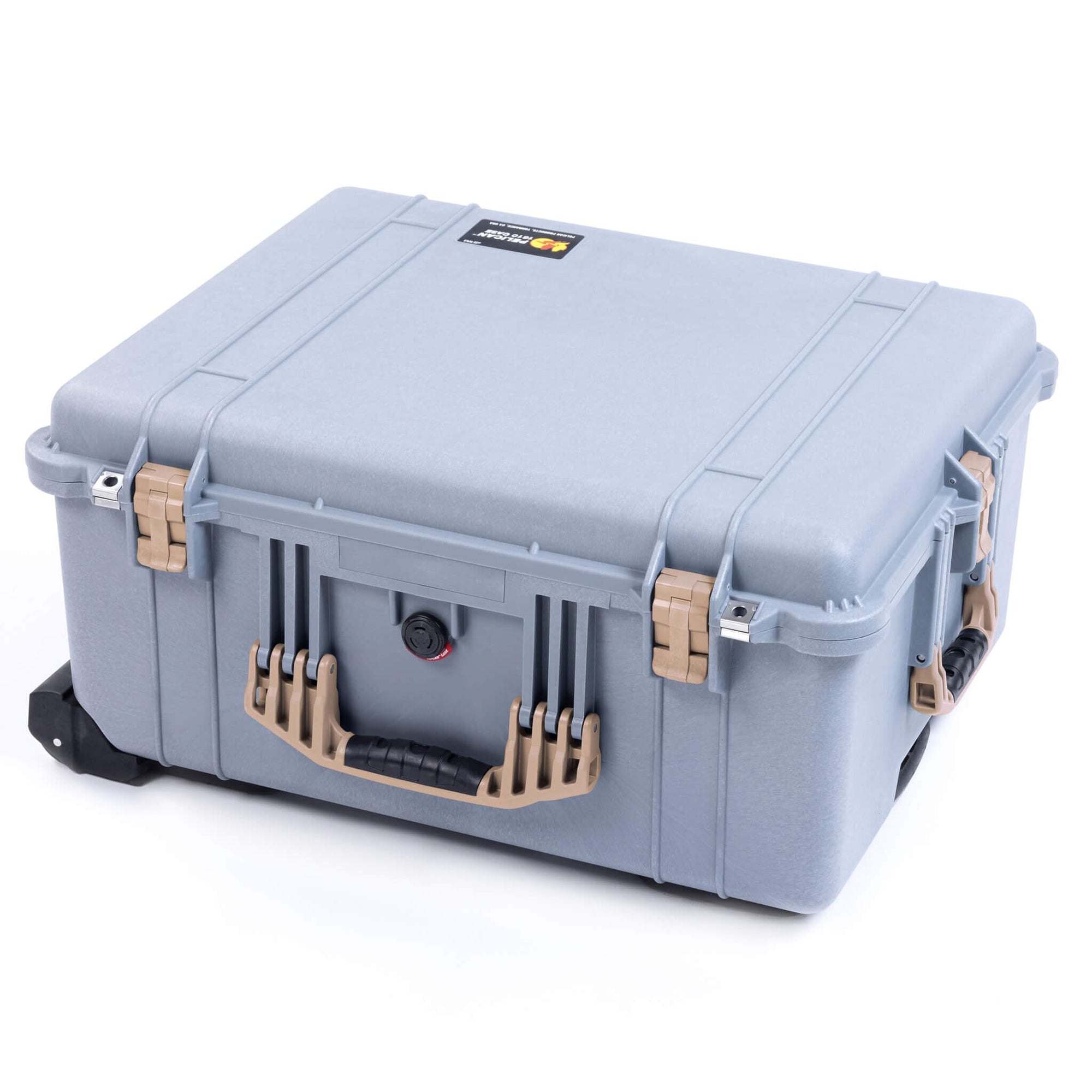 Pelican 1610 Case, Silver with Desert Tan Handles and Latches ColorCase 