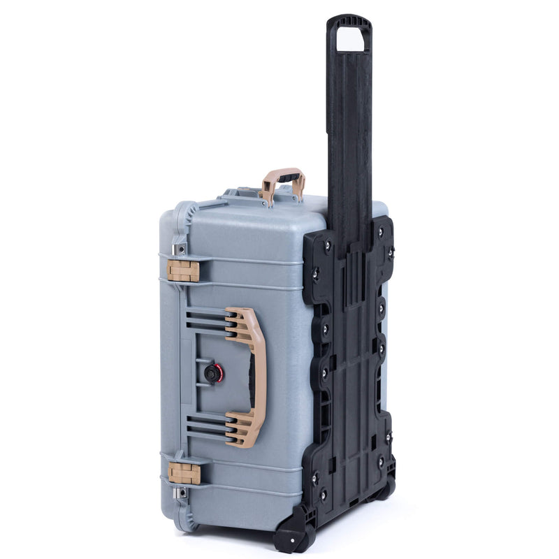 Pelican 1610 Case, Silver with Desert Tan Handles and Latches