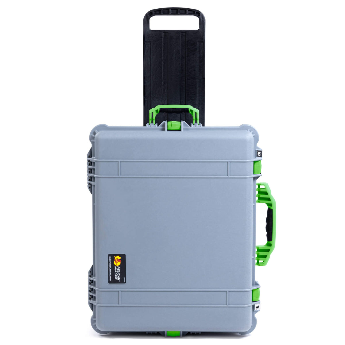Pelican 1610 Case, Silver with Lime Green Handles and Latches ColorCase 