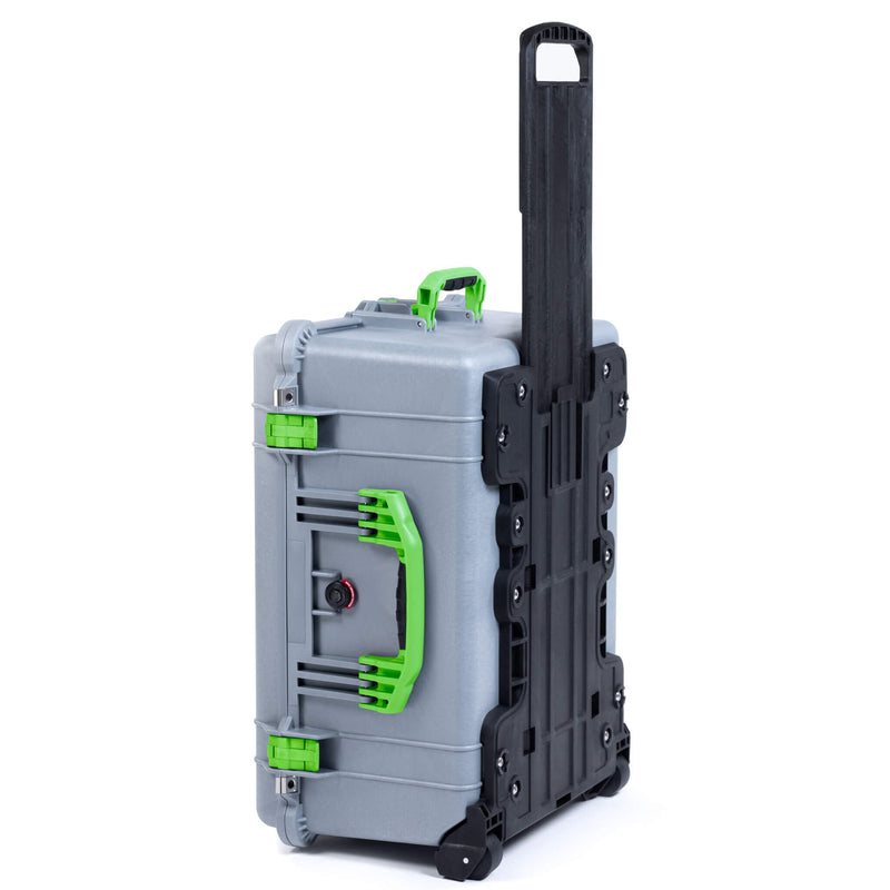 Pelican 1610 Case, Silver with Lime Green Handles and Latches ColorCase 