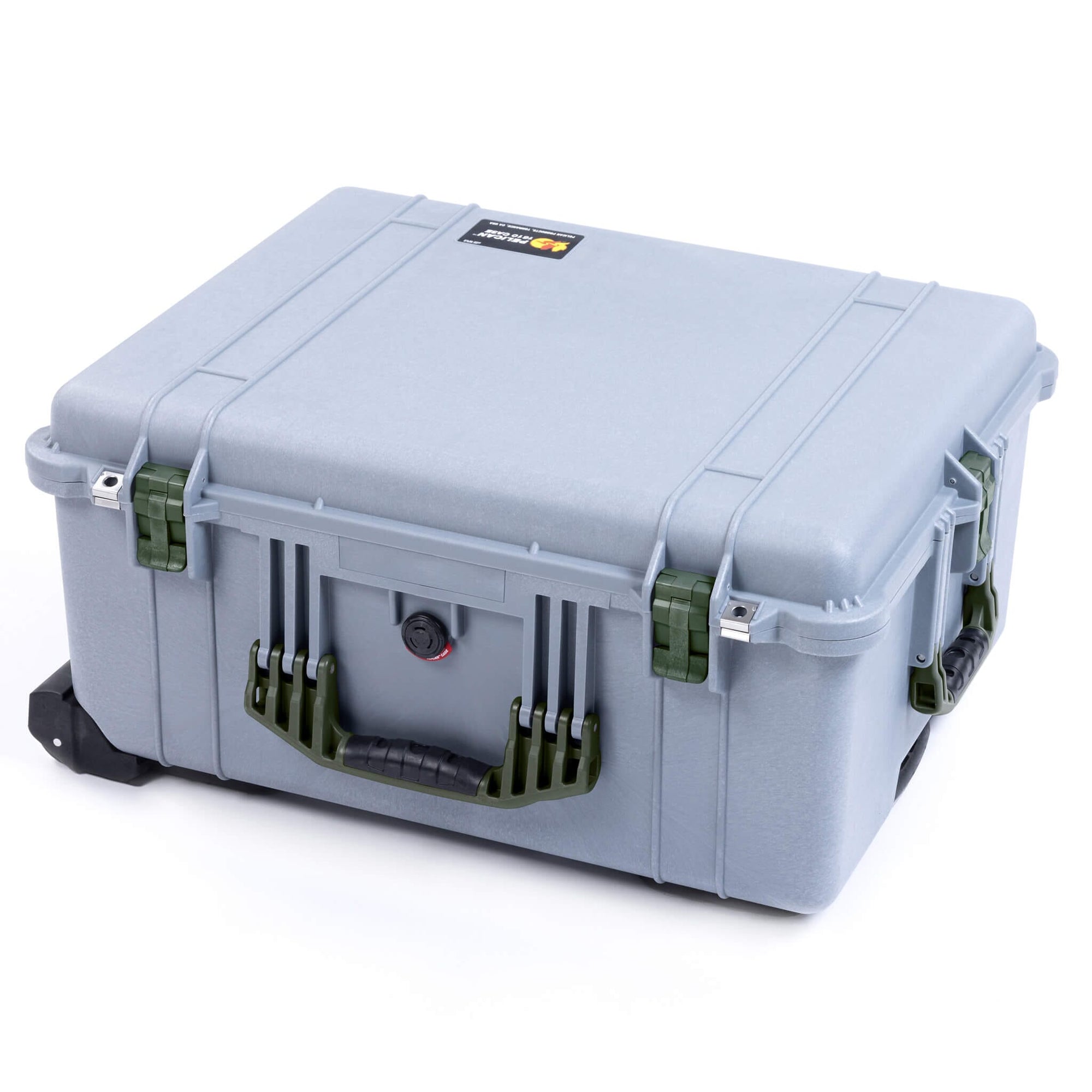 Pelican 1610 Case, Silver with OD Green Handles & Latches ColorCase 