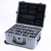 Pelican 1610 Case, Silver with OD Green Handles & Latches Gray Padded Microfiber Dividers with Mesh Lid Organizer ColorCase 016100-0170-180-130