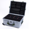 Pelican 1610 Case, Silver with OD Green Handles & Latches TrekPak Divider System with Mesh Lid Organizer ColorCase 016100-0120-180-130
