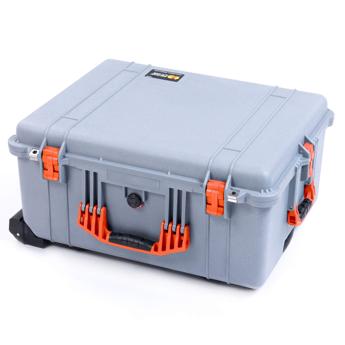 Pelican 1610 Case, Silver with Orange Handles and Latches ColorCase 