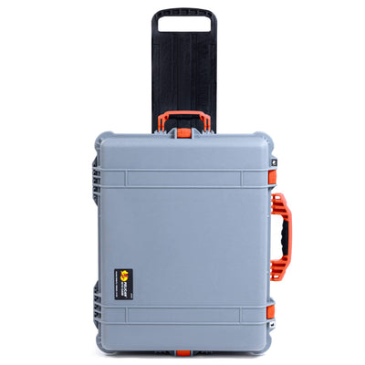 Pelican 1610 Case, Silver with Orange Handles and Latches ColorCase
