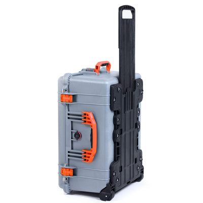 Pelican 1610 Case, Silver with Orange Handles and Latches ColorCase